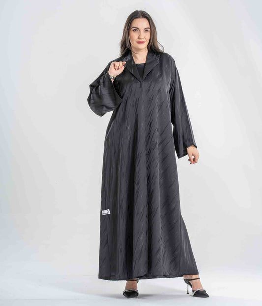 Textured Black Abaya - Model JP 010
