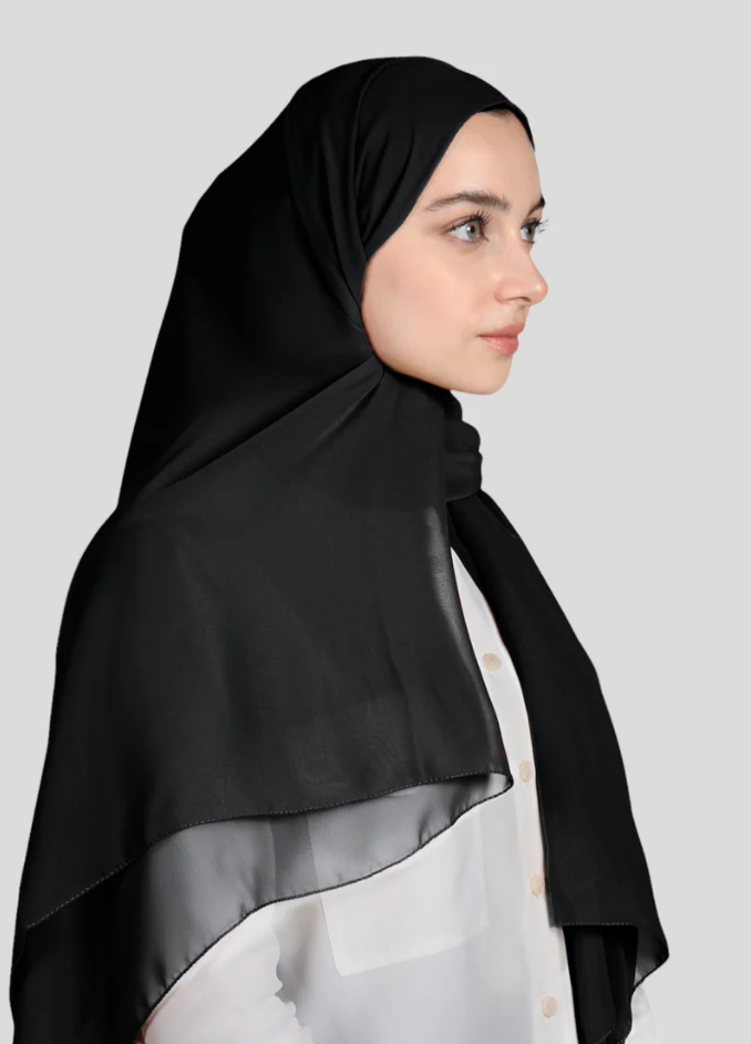 The Resha - Premium Black Hijab 28*81cm (Standard Size)