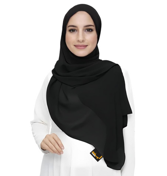 The Resha - Premium Black Hijab 28*80cm (Standard Size)