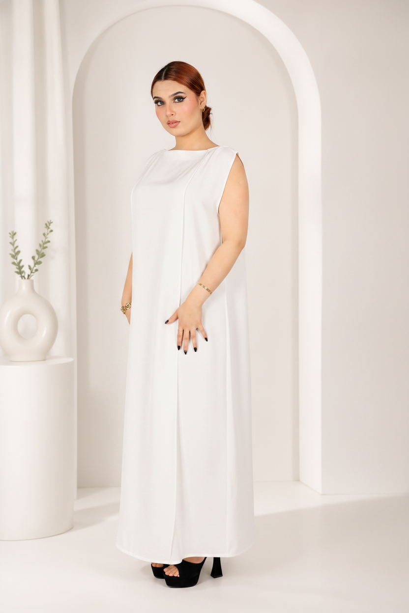 Premium Korean Nida - Sleeveless Pleated Inner dress ID -1103