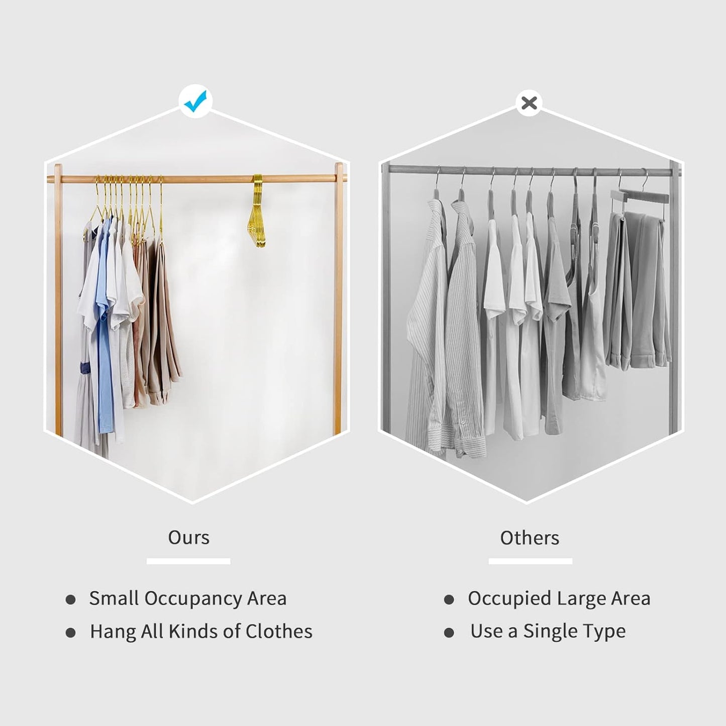 The Resha - Heavy Duty Shiny Gold Metal Clothes Hanger – Pack of 20