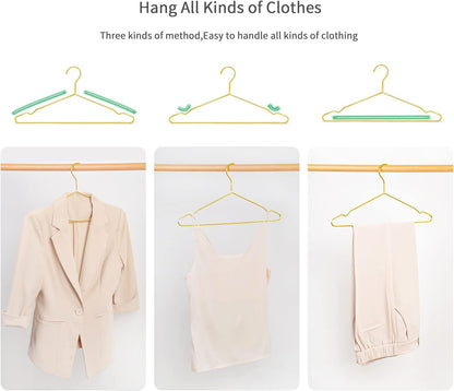 The Resha - Heavy Duty Shiny Gold Metal Clothes Hanger – Pack of 20