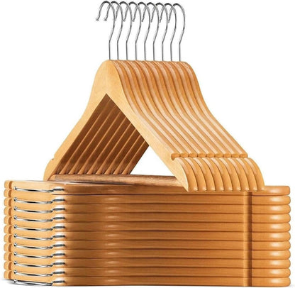 The Resha - 25 PCs Wooden Hangers (Natural Finish)