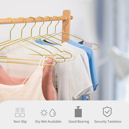 The Resha - Heavy Duty Shiny Gold Metal Clothes Hanger – Pack of 20