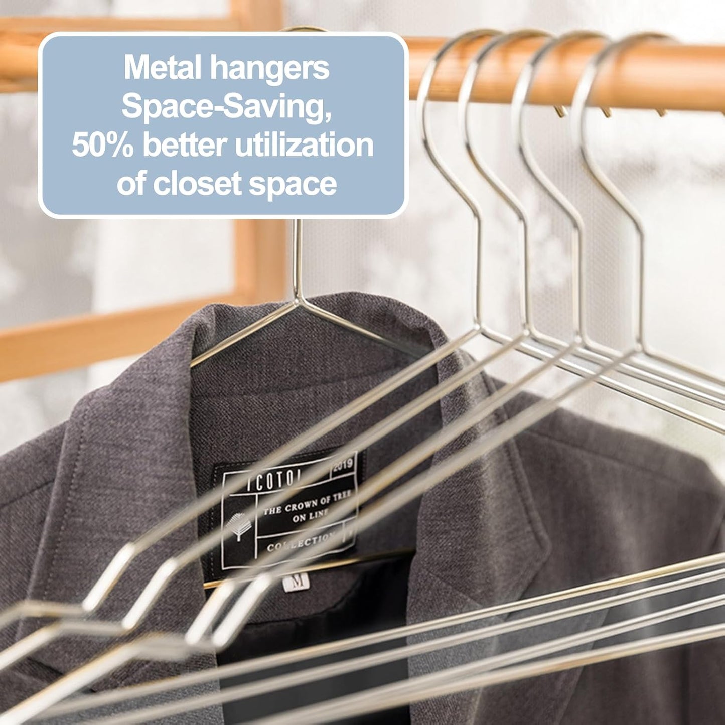 The Resha - Heavy Duty Shiny Silver Metal Clothes Hanger – Pack of 20
