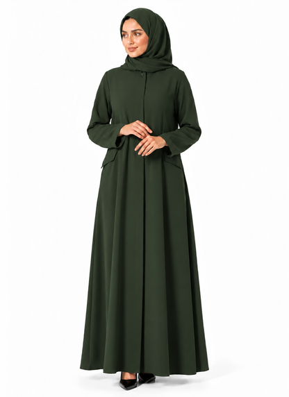 Black_abaya_front_zipper_button_and_pocket_detail_green