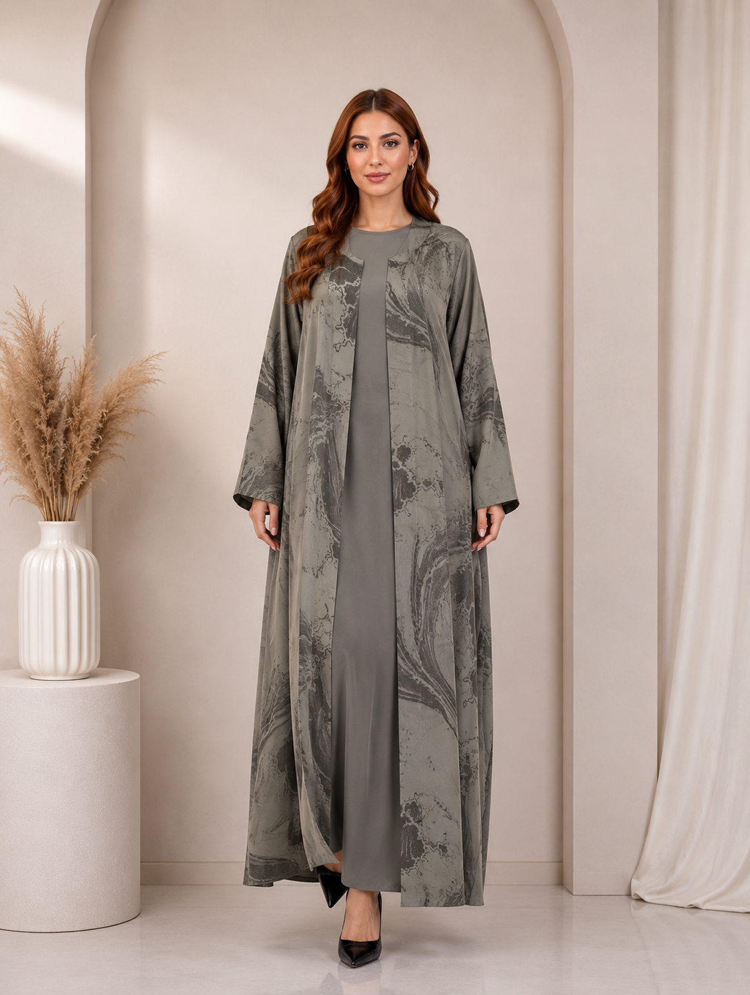 Premium Printed Abaya – Italian Fabric Collection | Model D1109