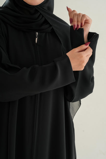Model 6 Umrah Abaya – Full Zipper with Zipper Sleeve Design