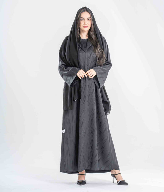 Textured Black Abaya - Model JP 010