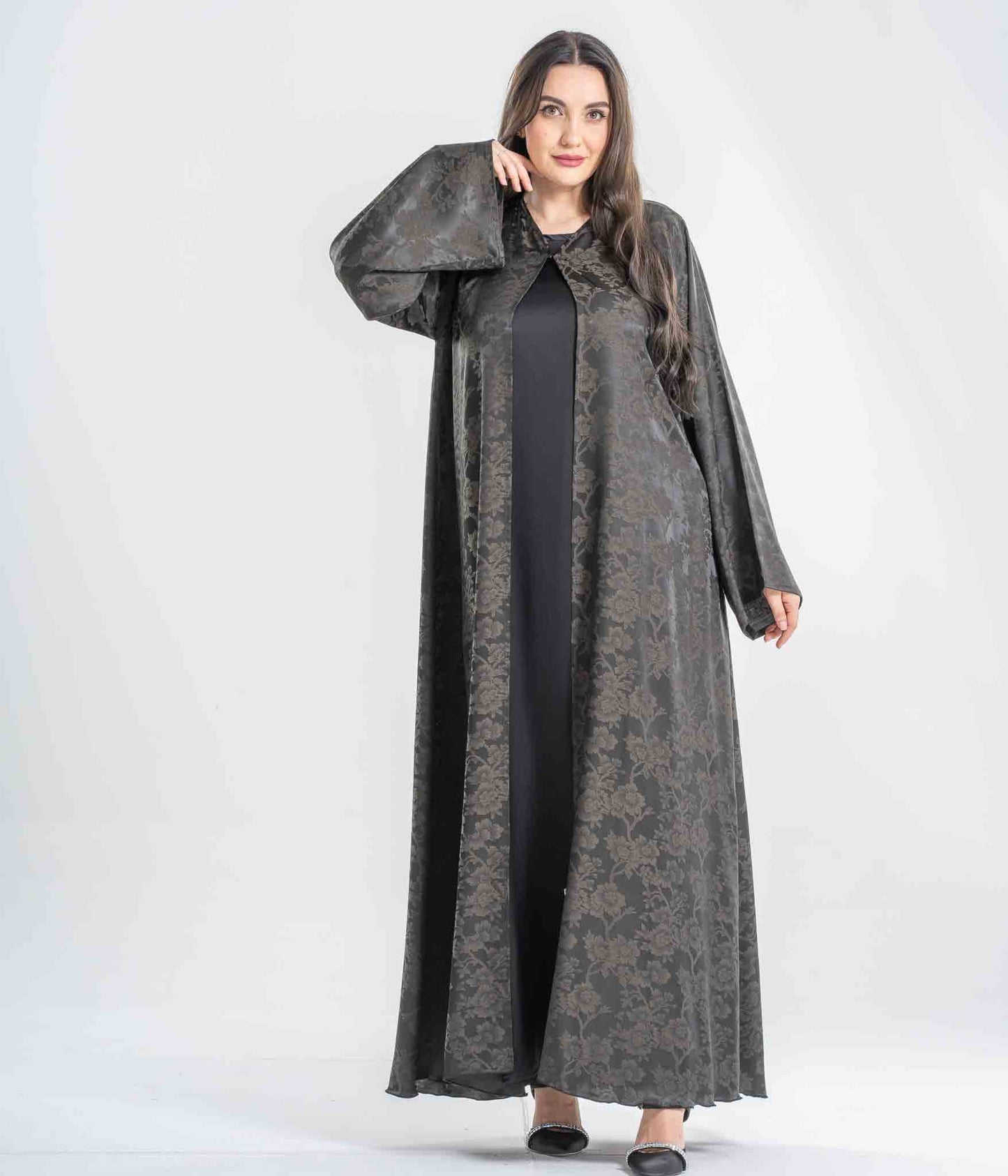 Premium Jacquard Print Abaya - Model - JP011