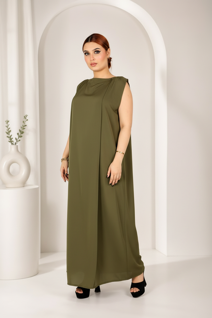 Premium Korean Nida - Sleeveless Pleated Inner dress ID -1103