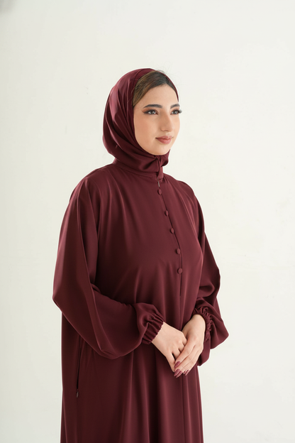 Premium Umrah & Hajj Abaya Model U102 in Burgundy