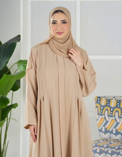 Premium Umrah & Hajj Abaya Model U107 with luxury panel design made in UAE beige