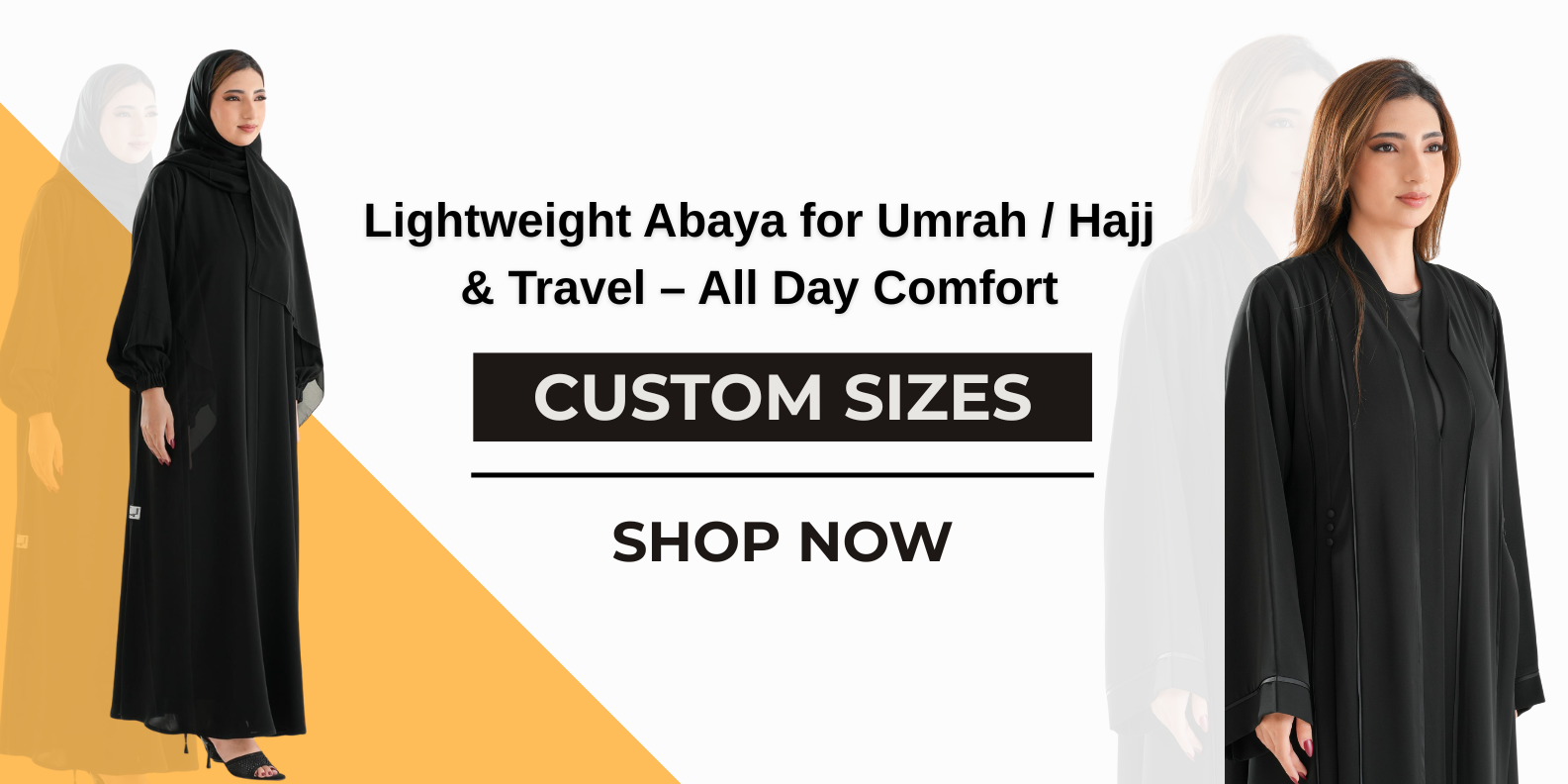Premium Umrah and Hajj abaya collection with lightweight modest designs made in UAE