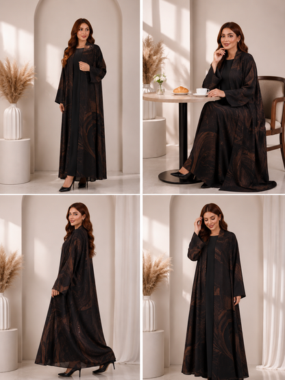 Premium Printed Abaya – Italian Fabric Collection | Model D1109