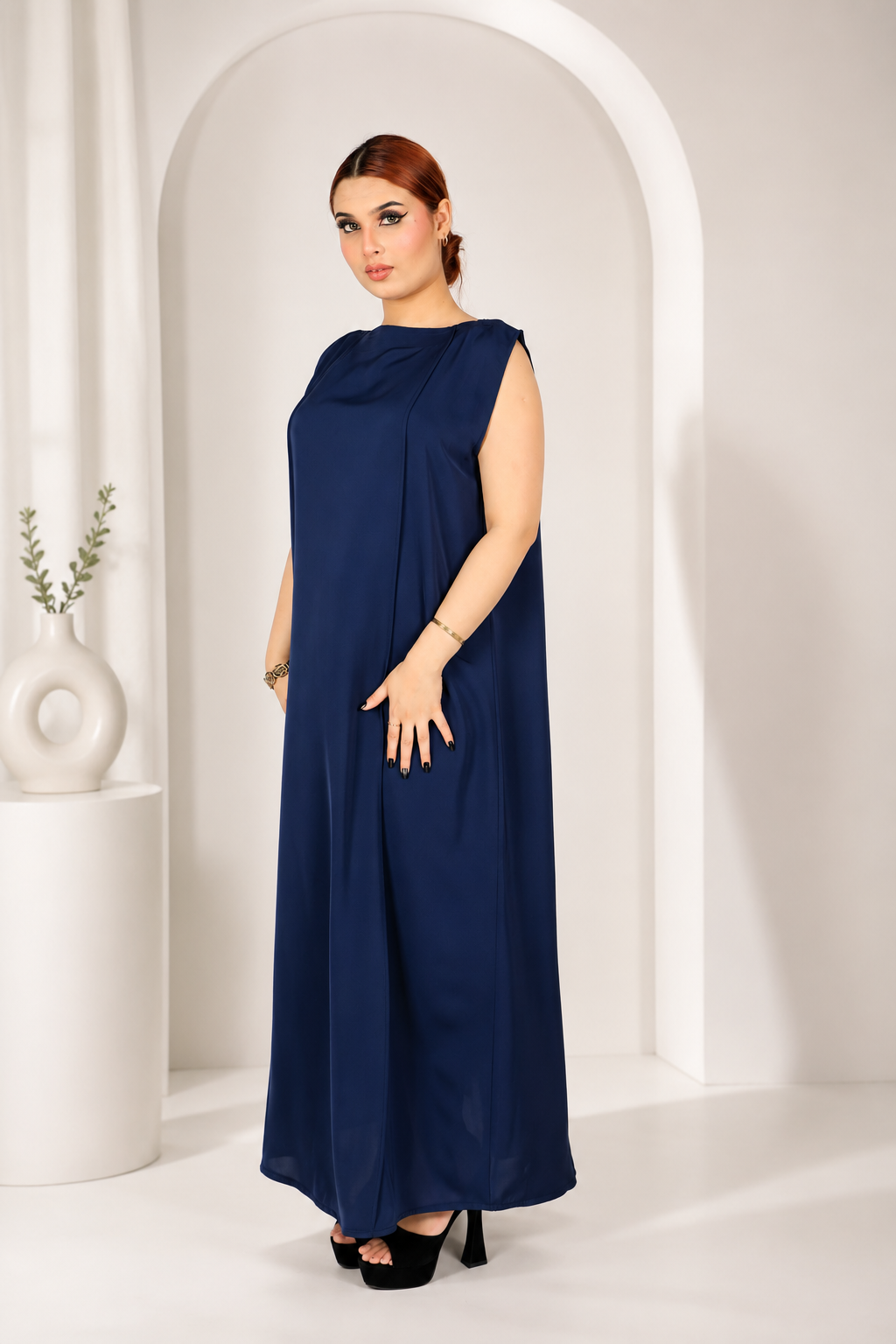 Premium Korean Nida - Sleeveless Pleated Inner dress ID -1103