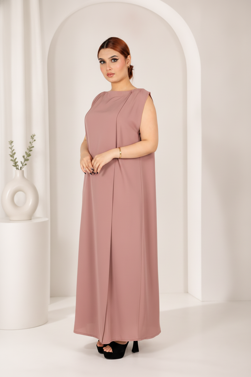 Premium Korean Nida - Sleeveless Pleated Inner dress ID -1103