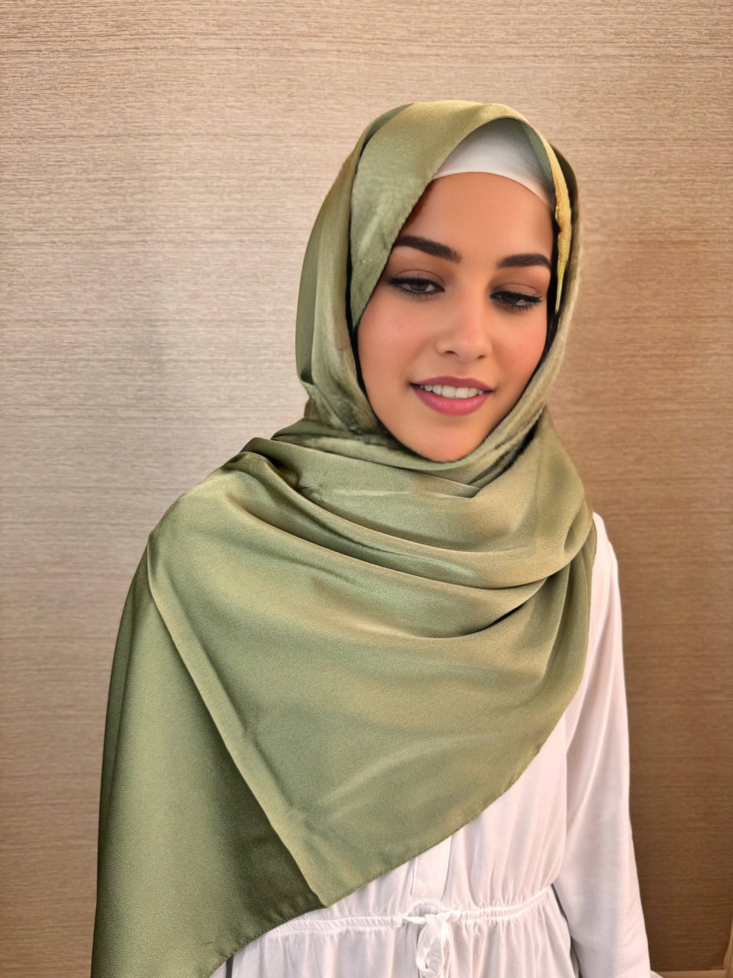 The Resha Georgette Silk Hijab - Olive Green