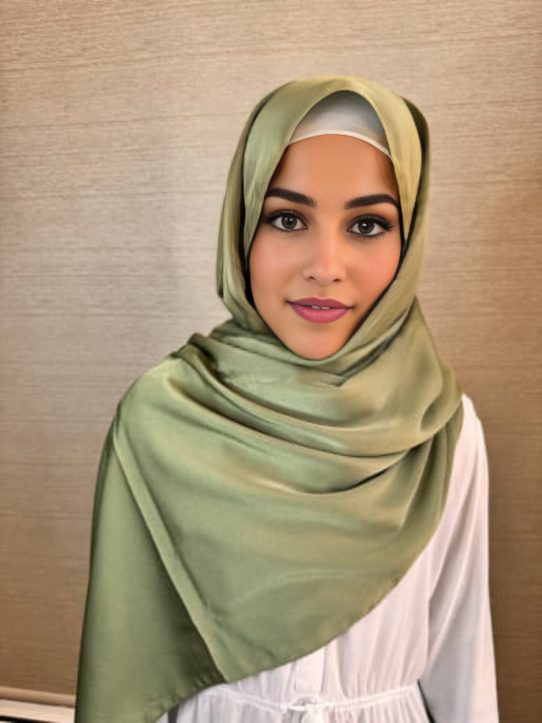 The Resha Georgette Silk Hijab - Olive Green