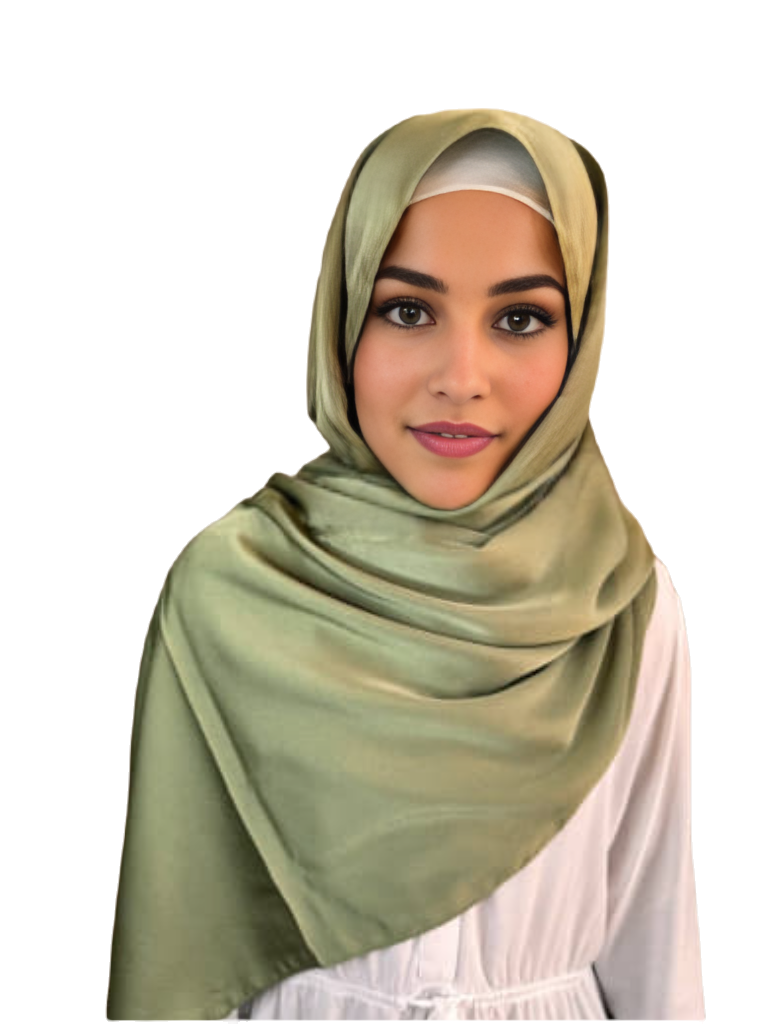 The Resha Georgette Silk Hijab - Olive Green