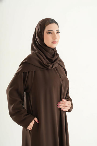 Model 1 Umrah Abaya – Front Neck Button Design with Sleeve Zips