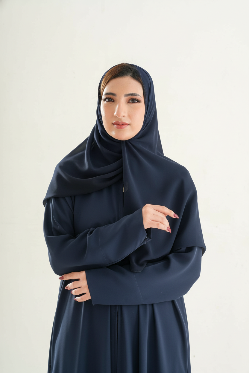 Model 6 Umrah Abaya – Full Zipper with Zipper Sleeve Design