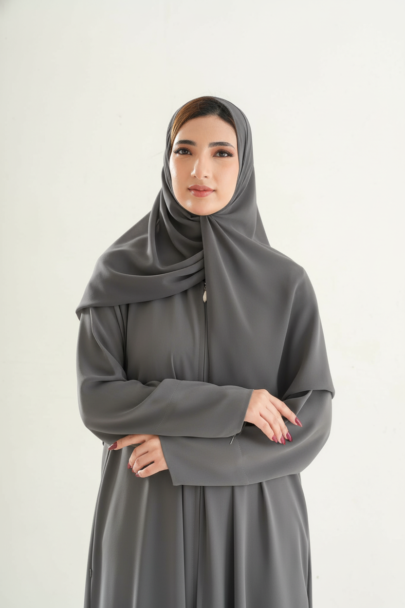Model 6 Umrah Abaya – Full Zipper with Zipper Sleeve Design
