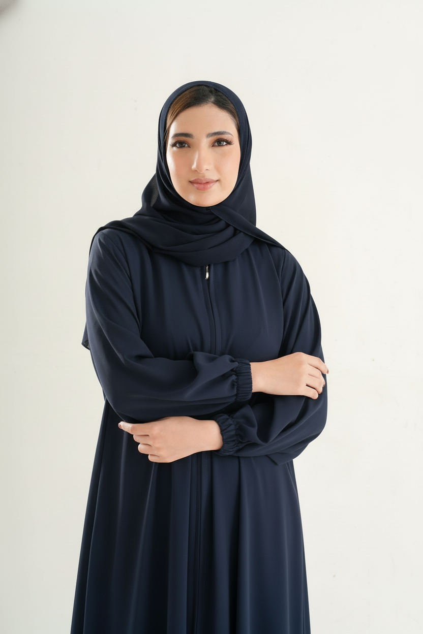 Model 3 Full Zipper Abaya – Premium Korean Nida