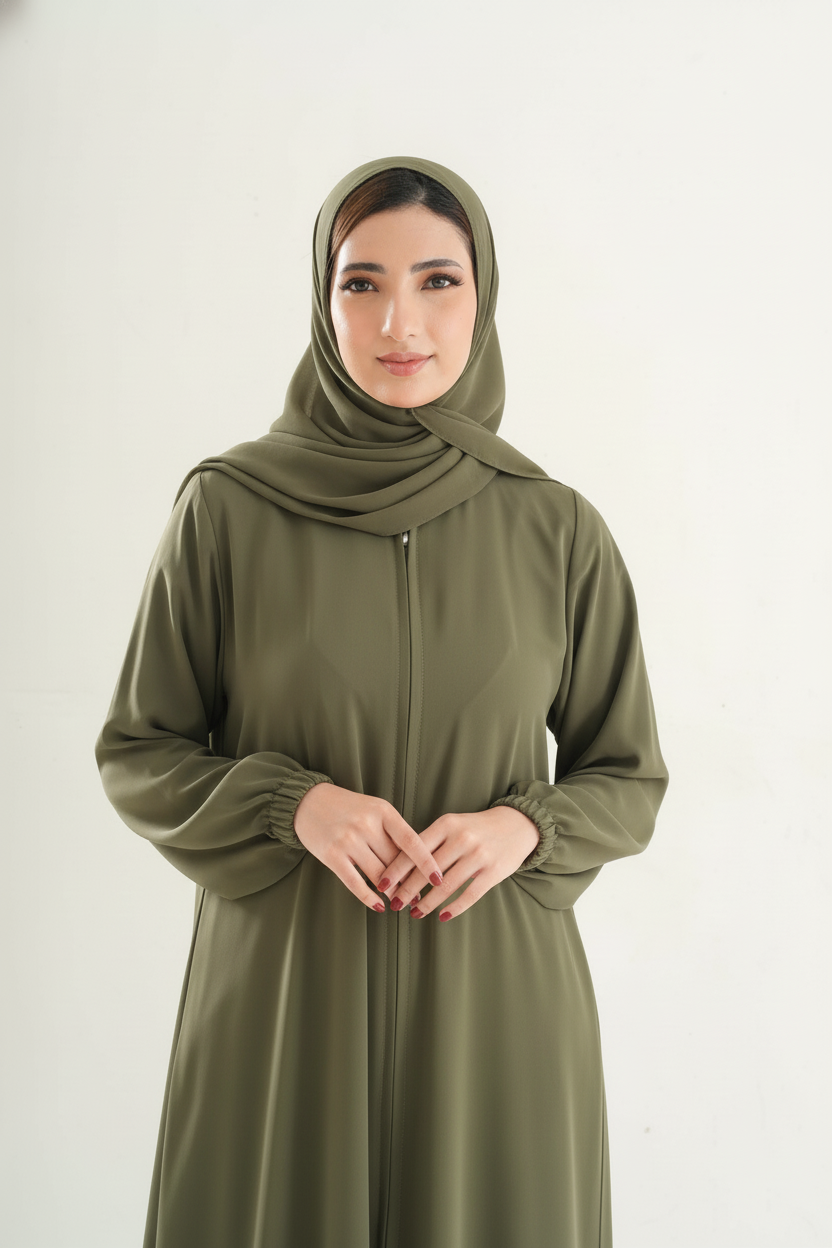 Model 3 Full Zipper Abaya – Premium Korean Nida