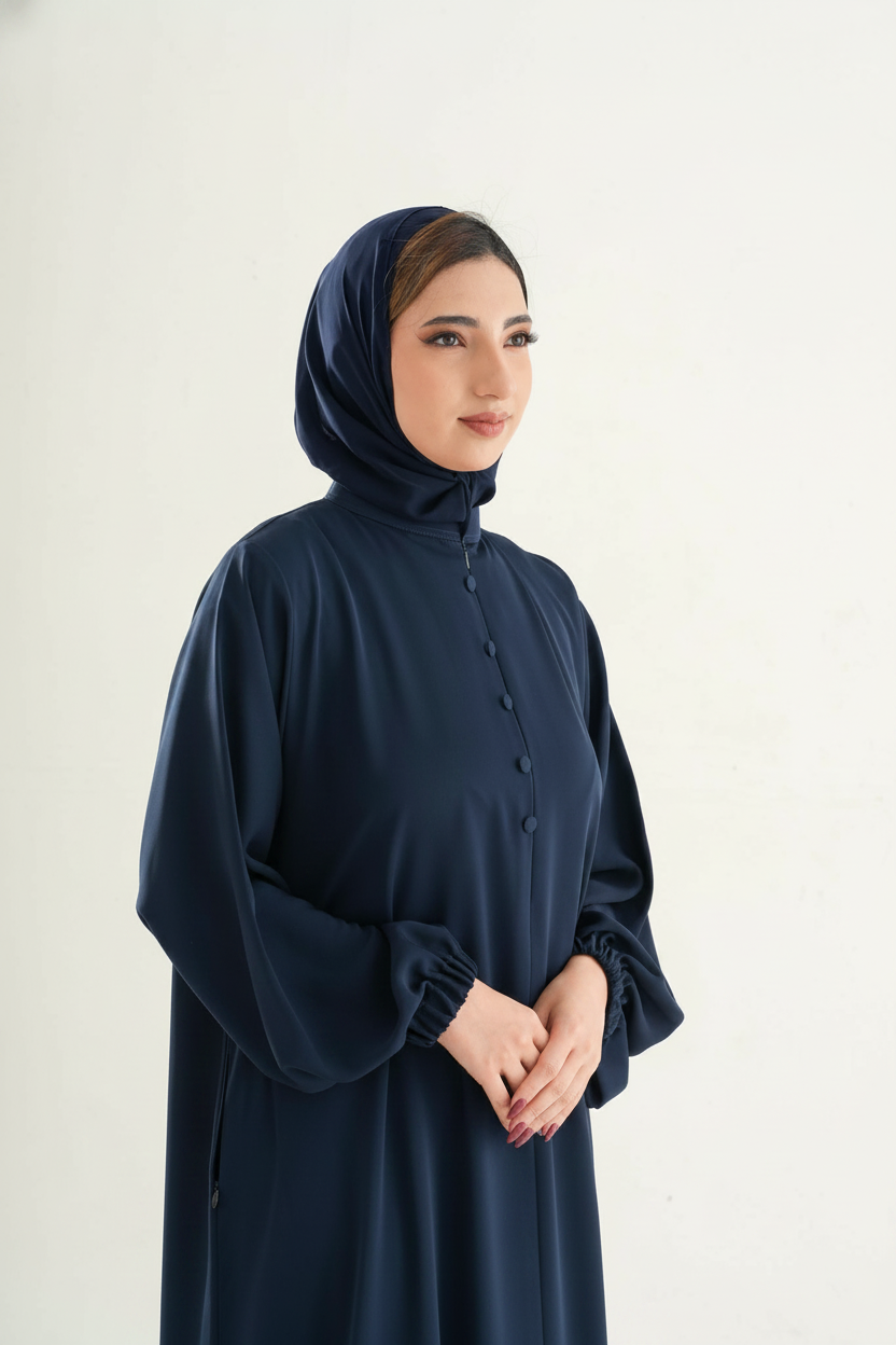 Model 2 Semi Zipper Abaya – High Neck Closed Design