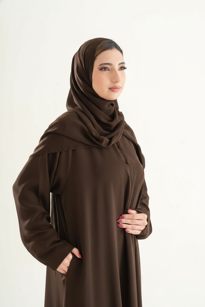 Model 1 Umrah Abaya – Front Neck Button Design with Sleeve Zips