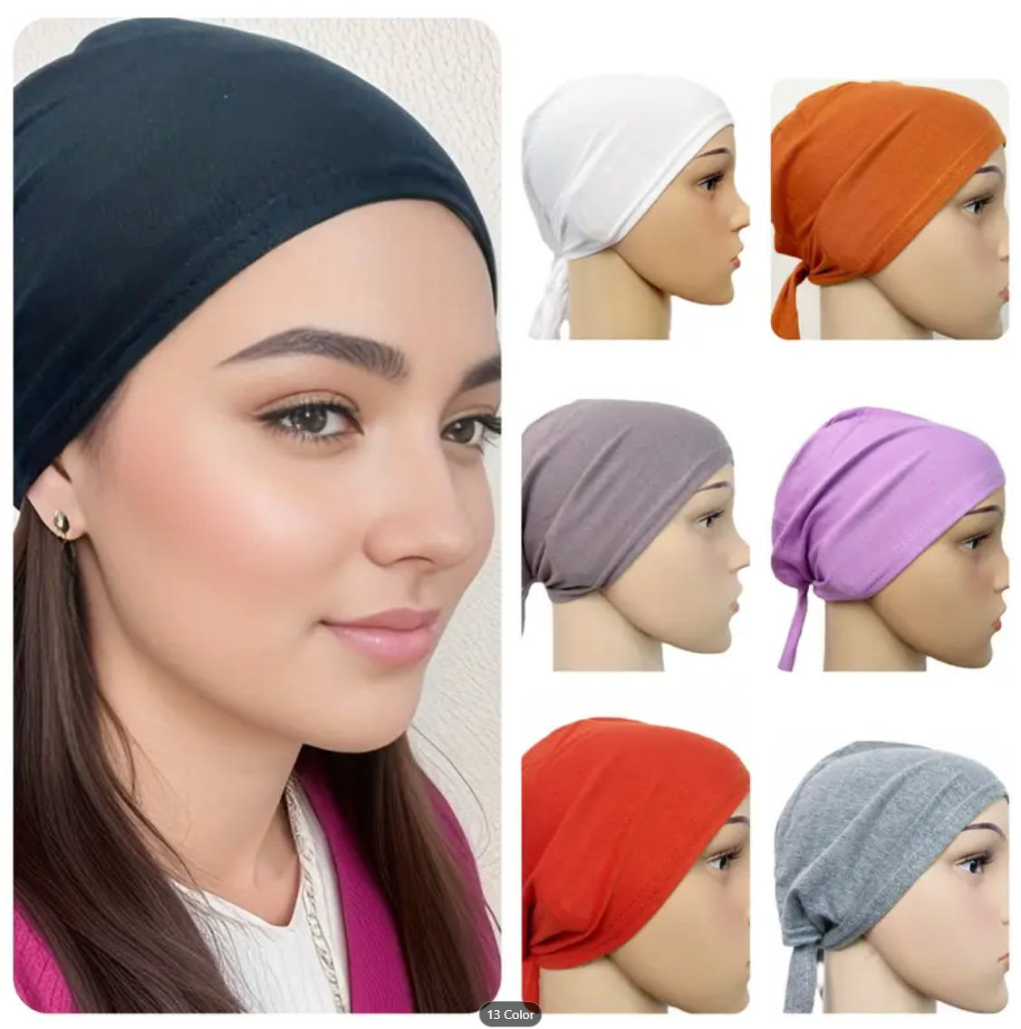 Monochrome Under Hijab Cap 12 pieces sets