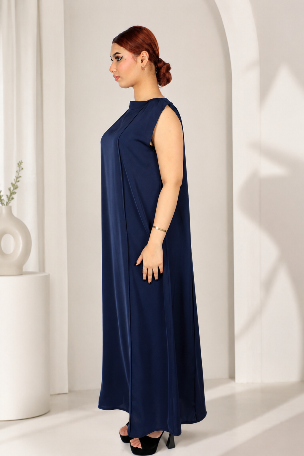 Premium Korean Nida - Sleeveless Pleated Inner dress ID -1103