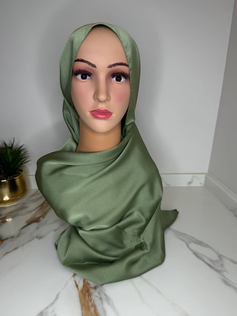 The Resha Georgette Silk Hijab - Olive Green