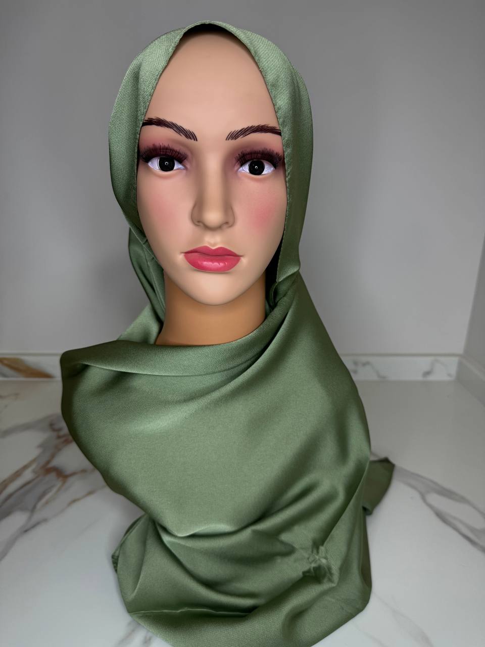 The Resha Georgette Silk Hijab - Olive Green