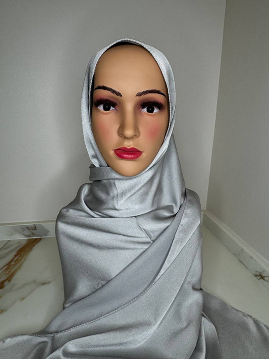 The Resha Georgette Silk Hijab - French Grey