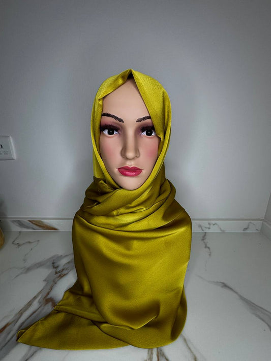 The Resha Georgette Silk Hijab - Chrome Yellow