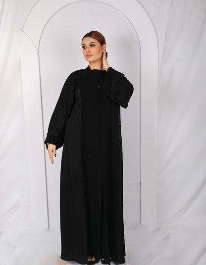 premium-lace-abaya-model-l201-front-detail-black