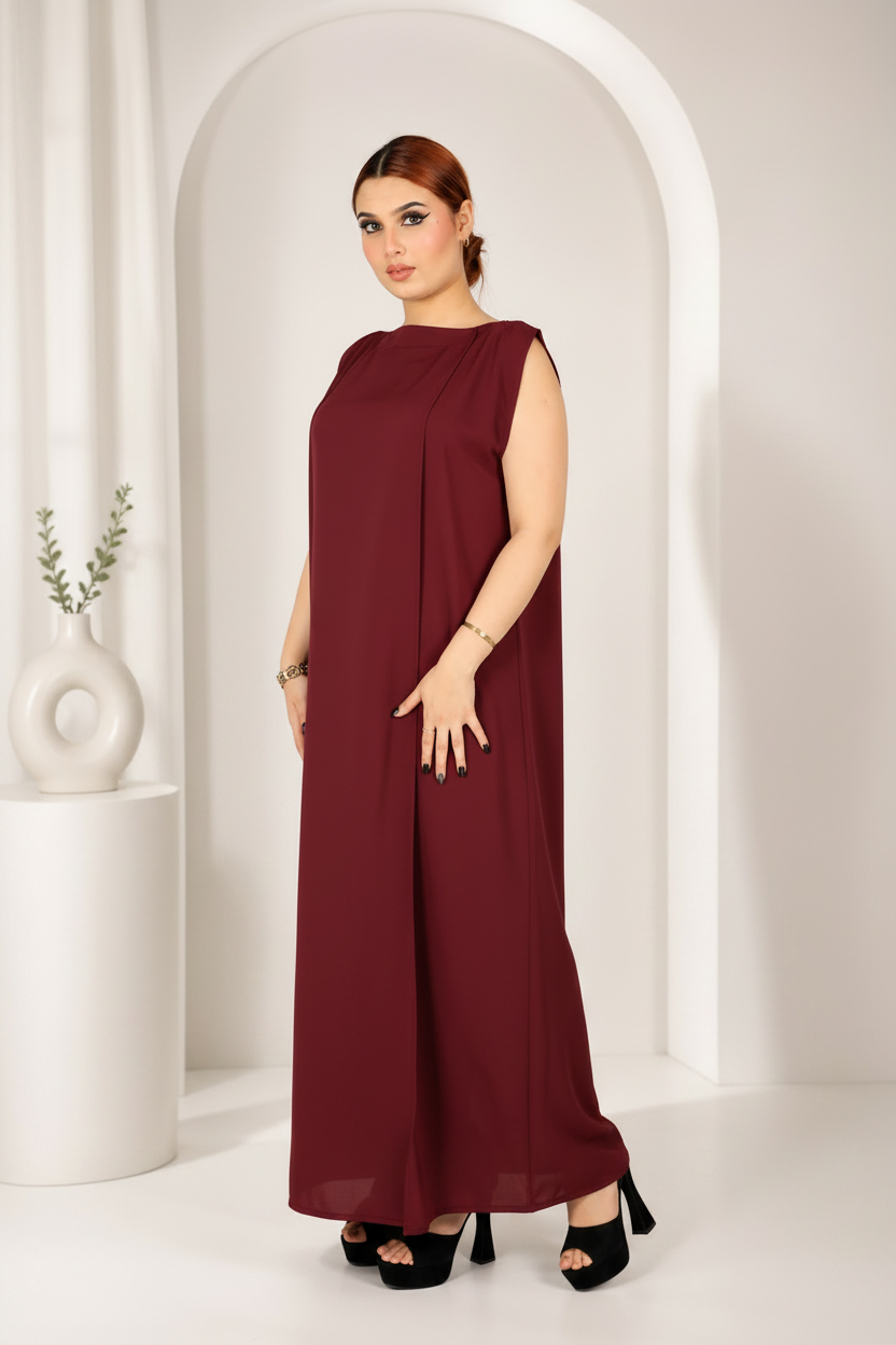 Premium Korean Nida - Sleeveless Pleated Inner dress ID -1103