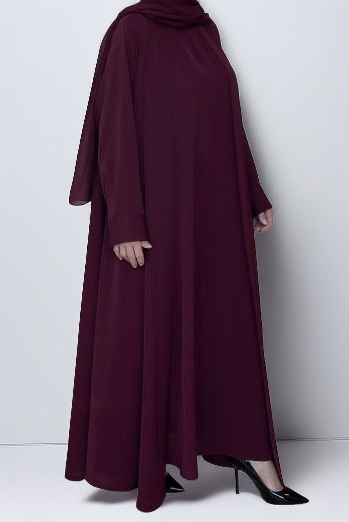 عباءة ريشا - S15 بسيطة للارتداء اليومي (تشمل السترة الداخلية والشيلة)
