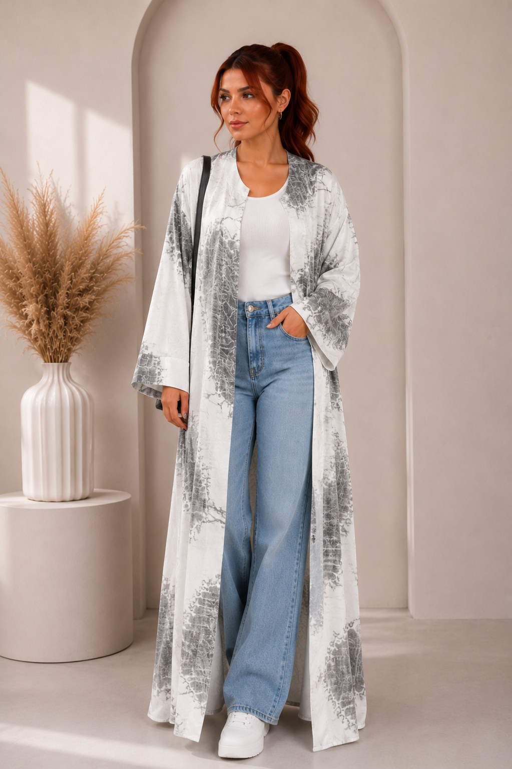 Premium Printed Abaya – Italian Fabric Collection | Model D1109