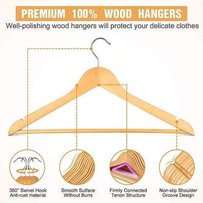 The Resha - 25 PCs Wooden Hangers (Natural Finish)